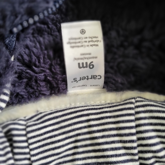 Carters Baby Unisex Navy Blue Fleece Footie Snowsuit Fuzzy Hooded Full Zip - Picture 4 of 7